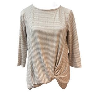 GIBSON Striped 3/4 Sleeve Twist Front Sweater Size Small NWT